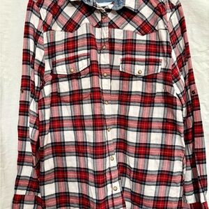 Jachs Girlfriend Red Plaid Button Shirt XXL Grunge Cowgirl Cotton Plus Size Top